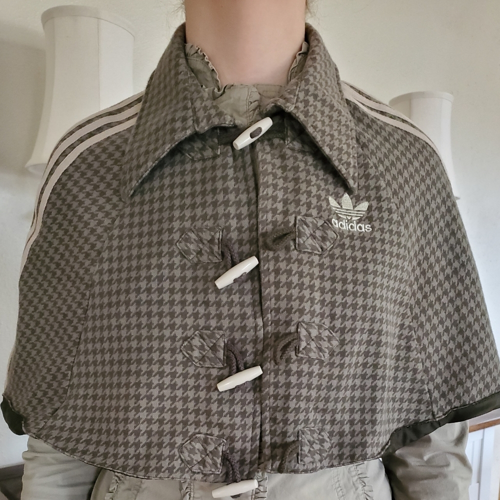 Green addidas button up cape